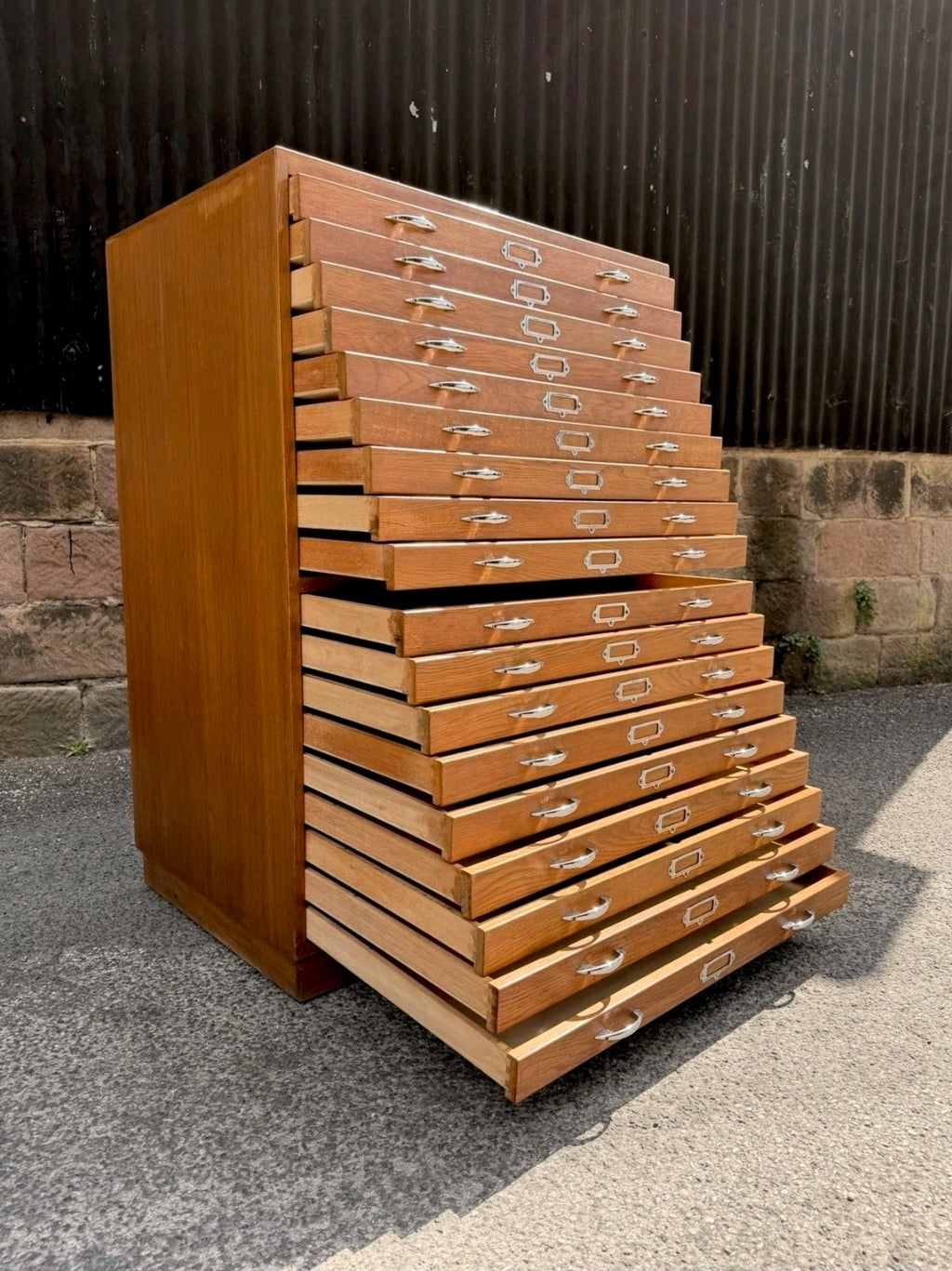 1950s Tall Architects’ Plan Chest. Oak & Birch. Artists, Studio, Storage.