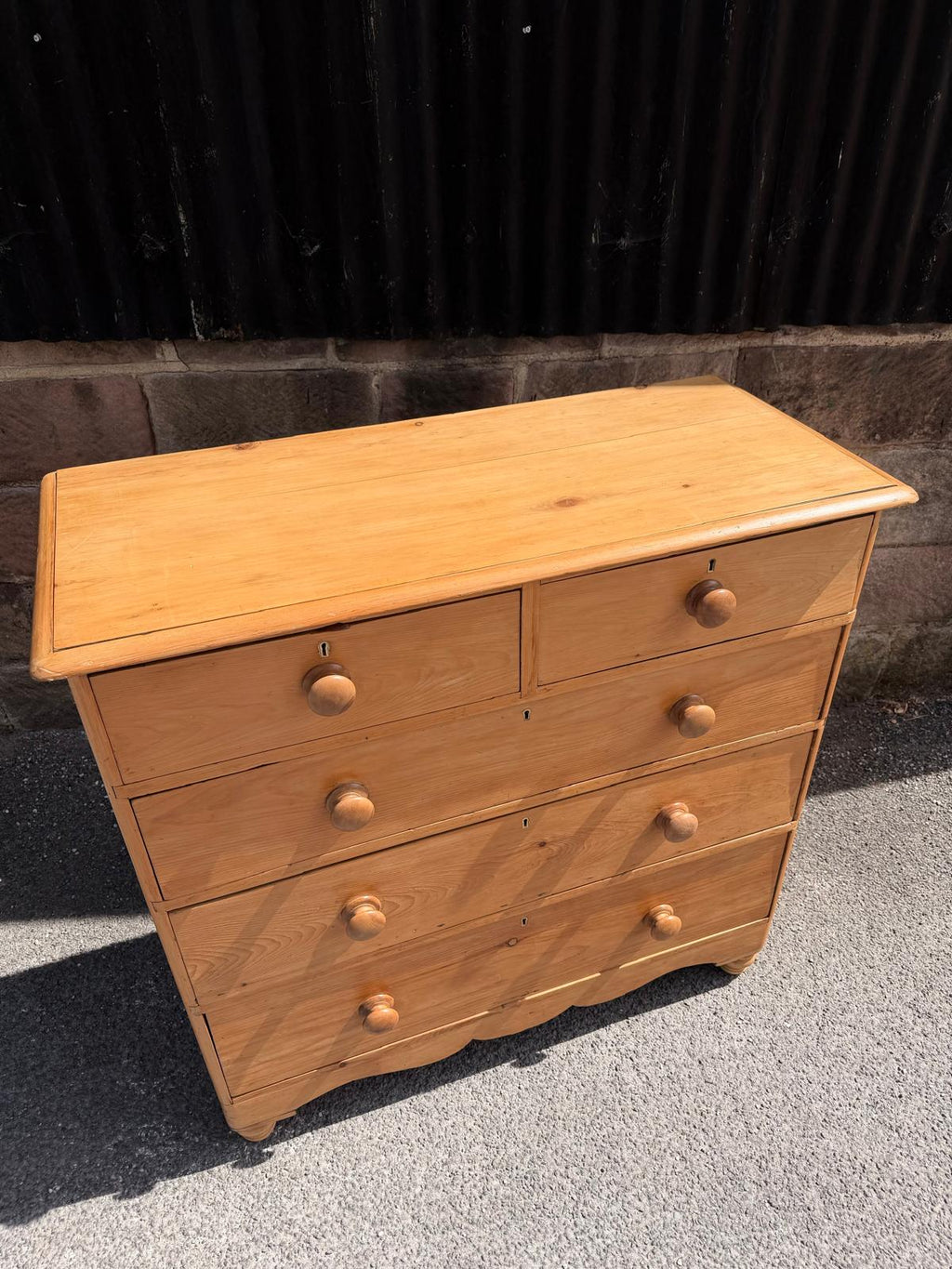 Large Antique Victorian Waxed Pine Chest Of Drawers, Country Cottage, Bedroom.
