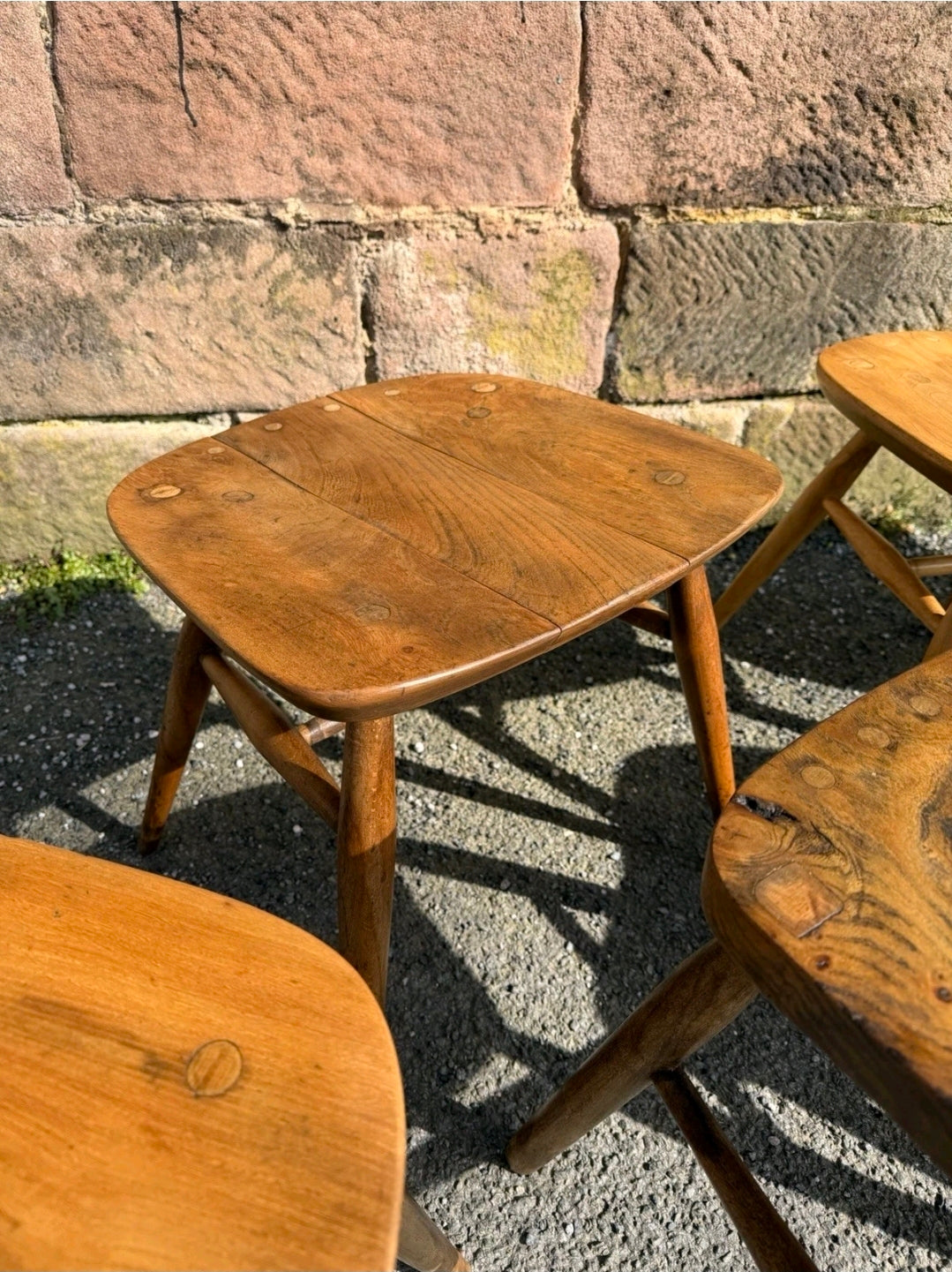 Mid Century Ercol Elm & Beech Stools, Various Styles, Waxed Finish