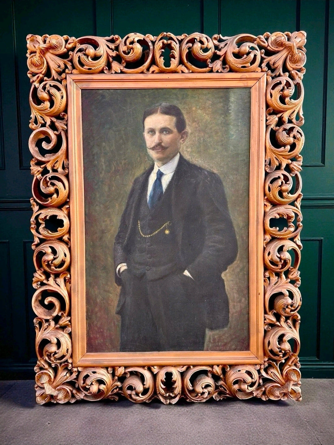 Original Oil Painting Of Gentleman In Gilt Wood Frame. c1910