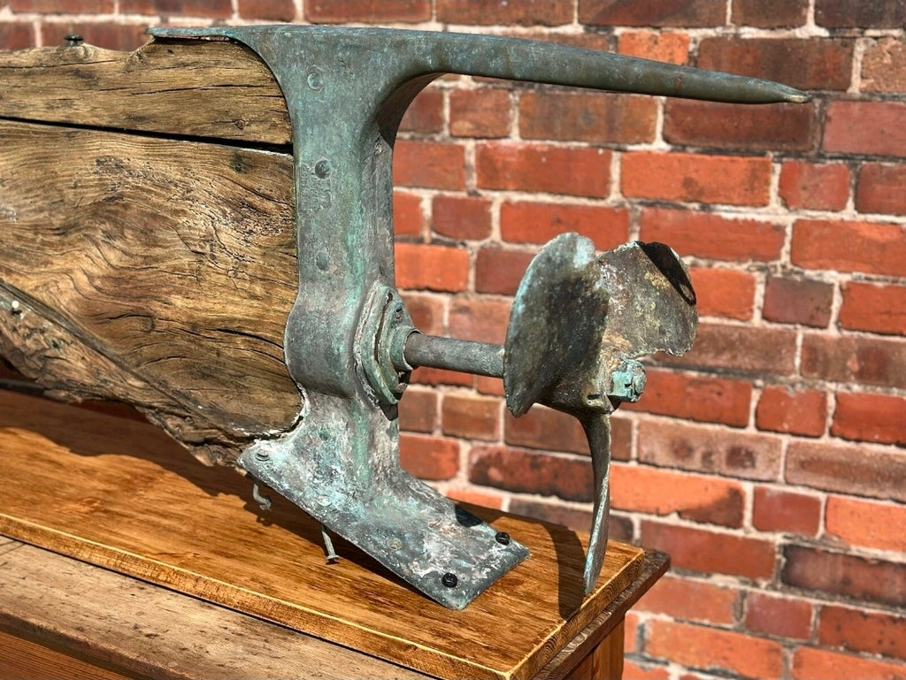 Antique Boat Propeller & Keel on Display Base and Stand. Table Decoration. 1915