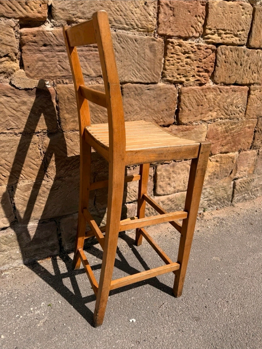Vintage Beech High Stool, School Lab Chair, Kitchen, Accent Chair, Artist Chair
