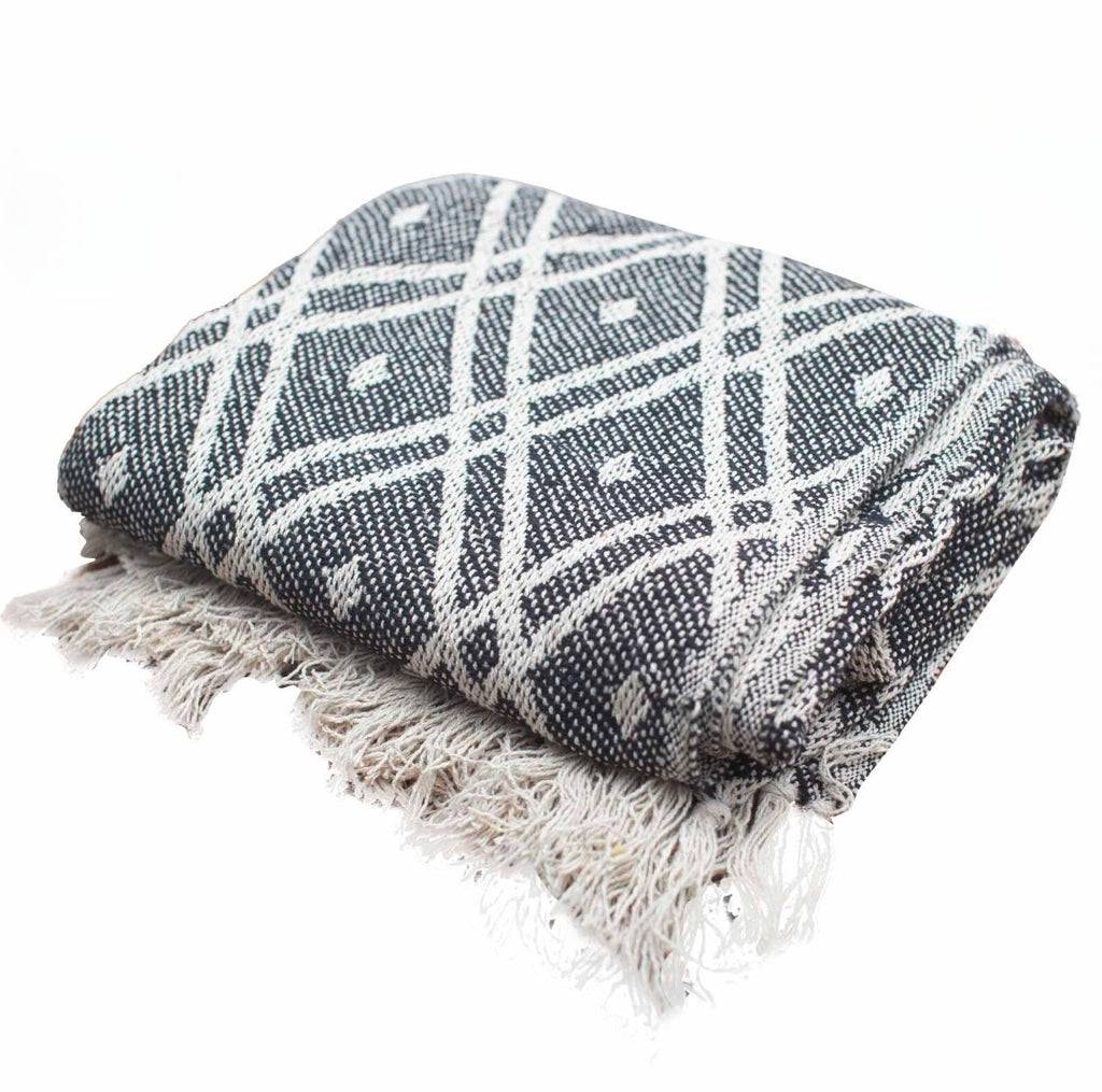 Boho Comfort Throw (Black and Beige)