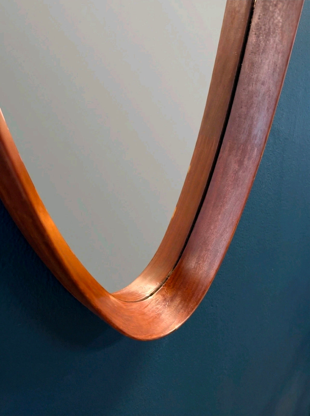 Large Vintage Mid Century Oval Wall Mirror. Mahogany Frame, Italian,MCM,Original