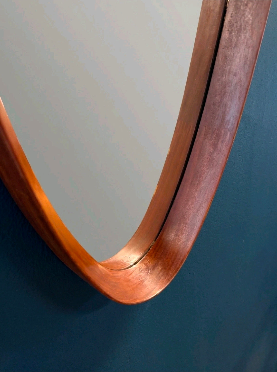 Large Vintage Mid Century Oval Wall Mirror. Mahogany Frame, Italian,MCM,Original