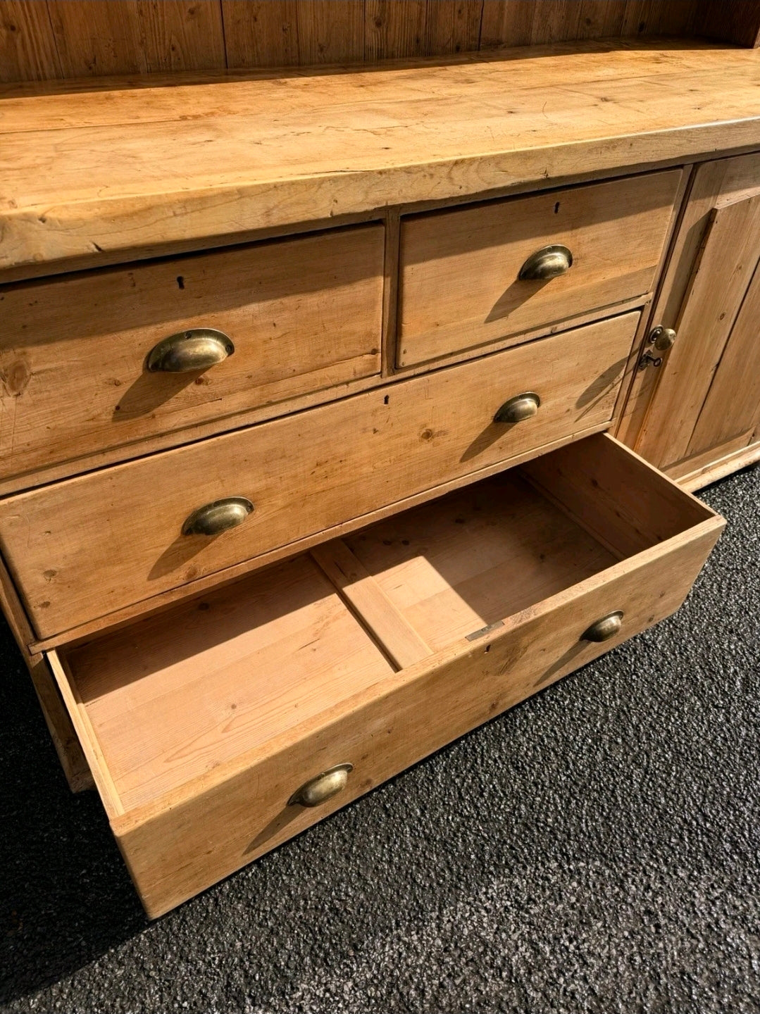 Large Antique Pine & Sycamore Victorian Dresser. Kitchen, Country House, Pantry
