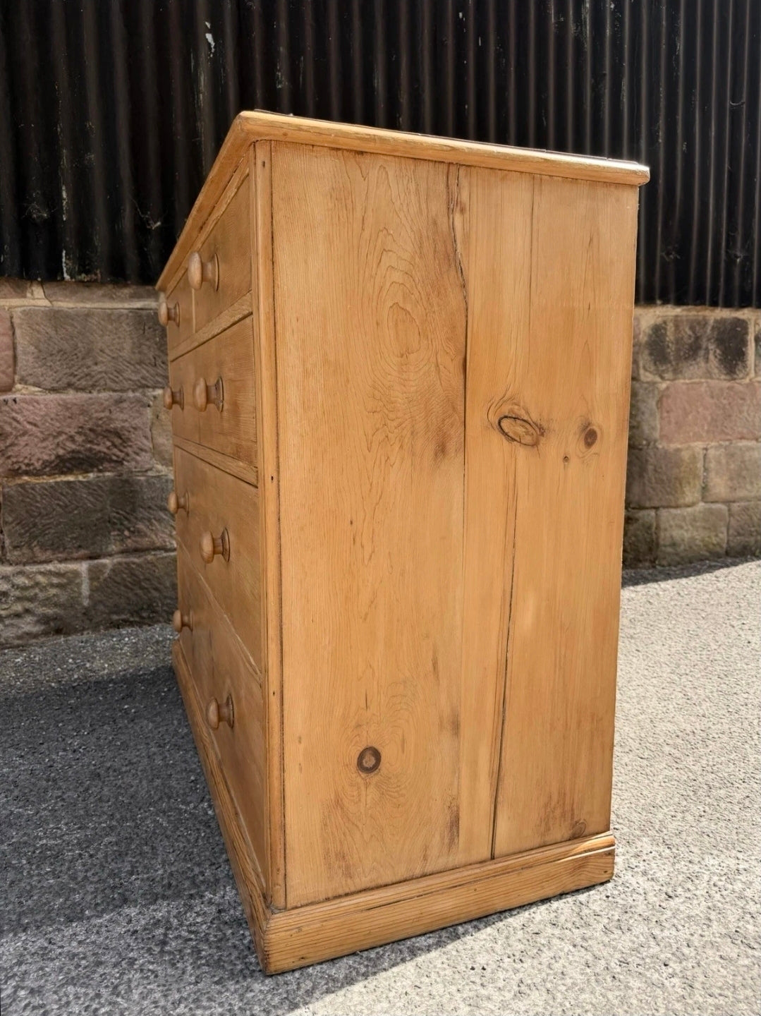 Large Antique Victorian Waxed Pine Chest Of Drawers, Country Farmhouse, Bedroom.