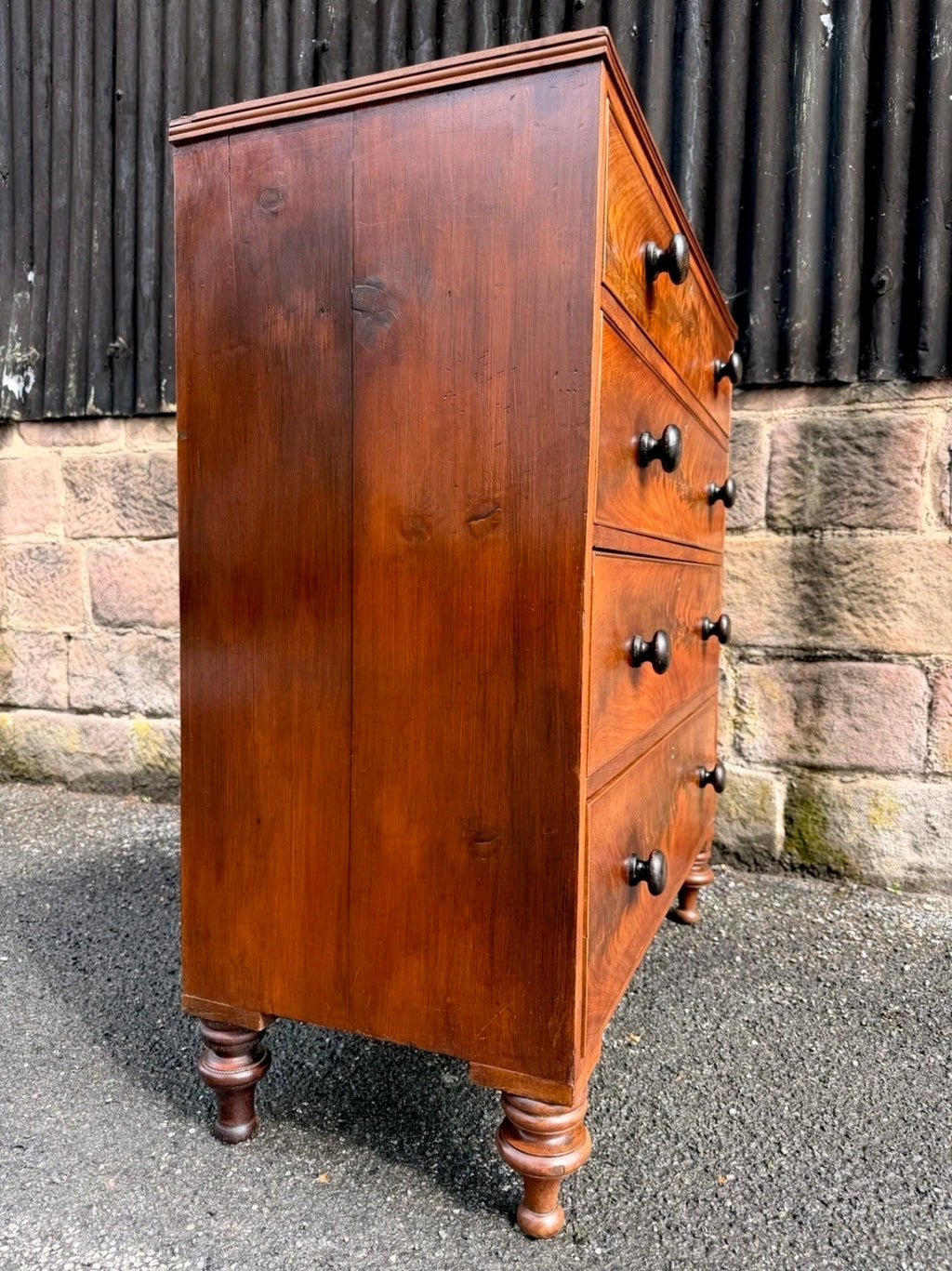 Antique Flame Mahogany Chest Of Drawers C1880, Victorian, Storage, Bedroom