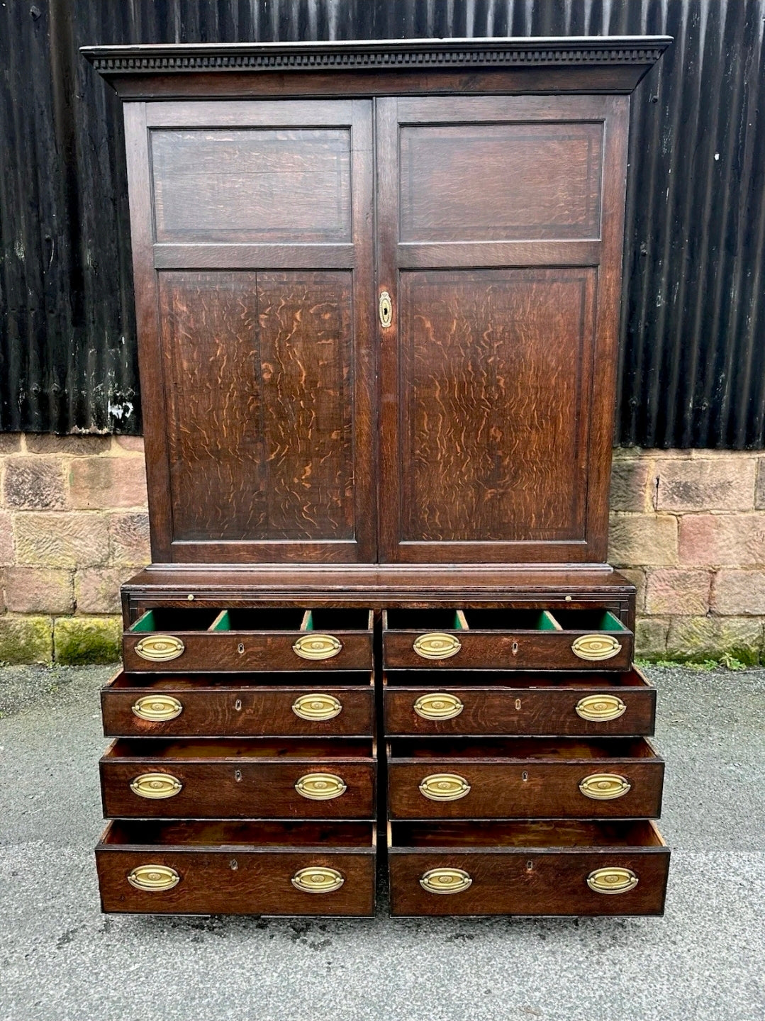 Antique George III Estate Office Cabinet. Oak, c1810, Country House, Storage