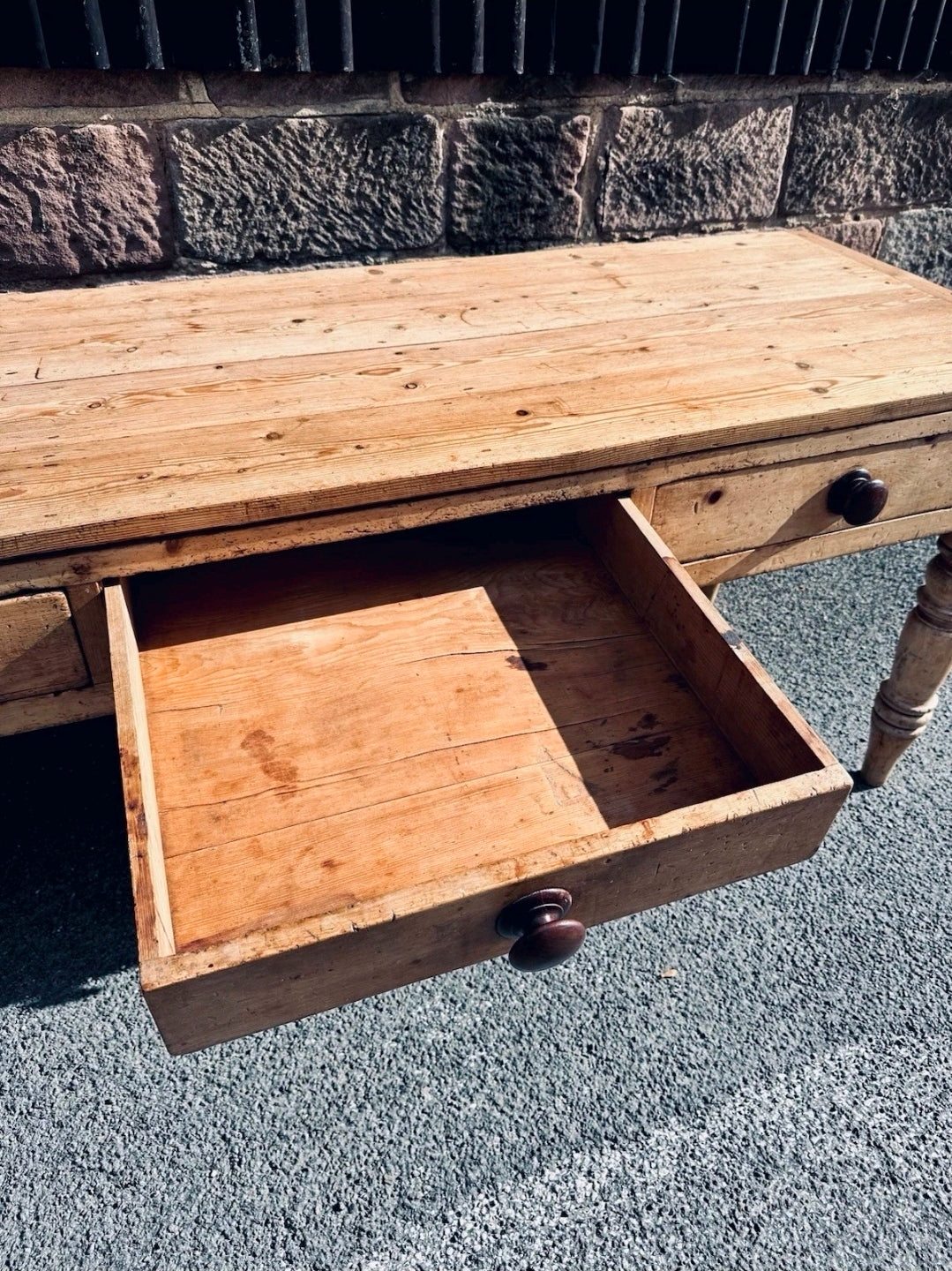 Antique Victorian Pine Farmhouse Table, Dining/ Prep, Country House, 3 Drawer