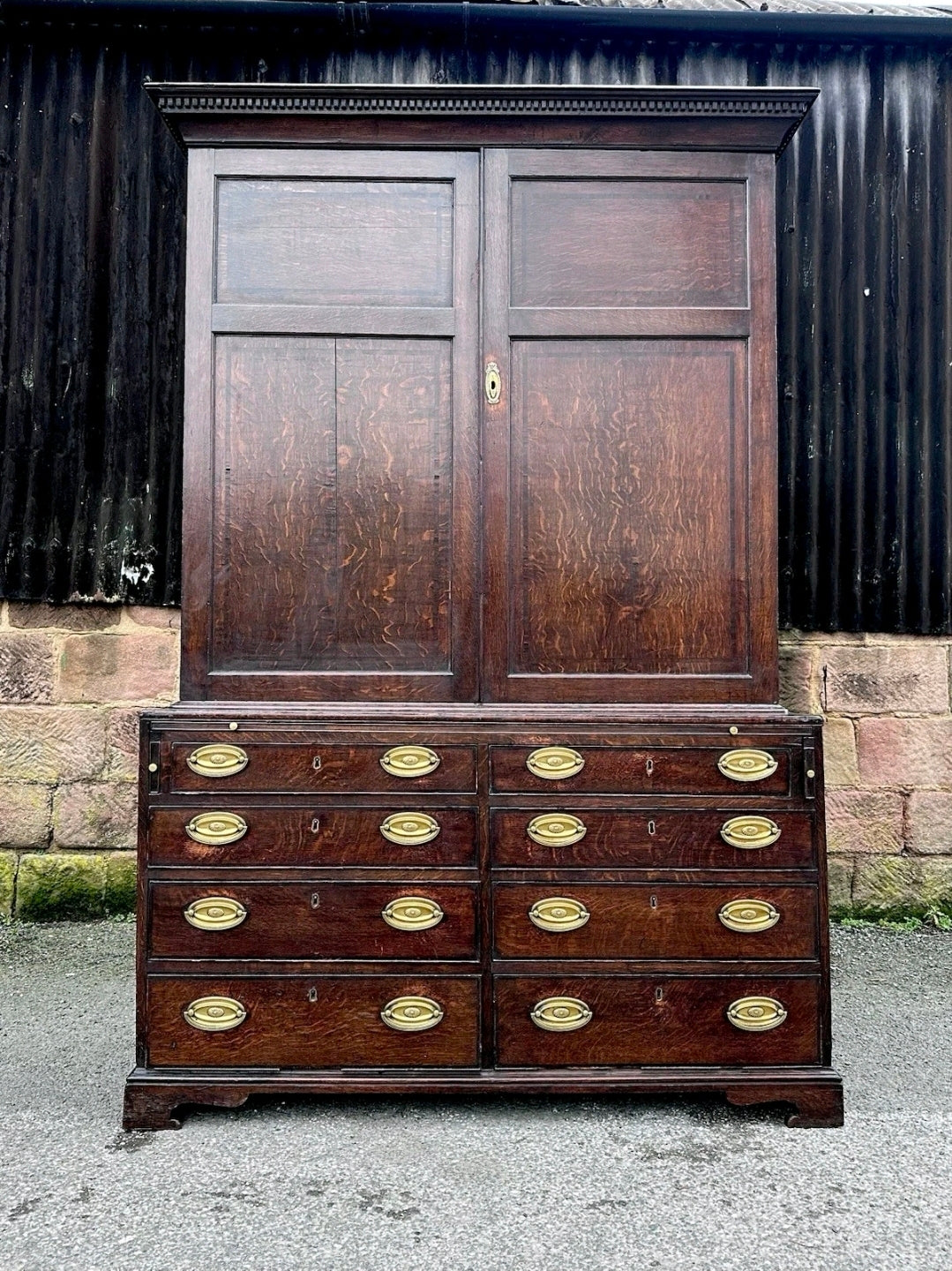 Antique George III Estate Office Cabinet. Oak, c1810, Country House, Storage
