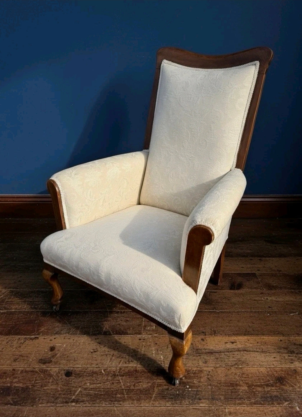 Victorian mahogany fireside armchair - Antique, library reading chair. C1880
