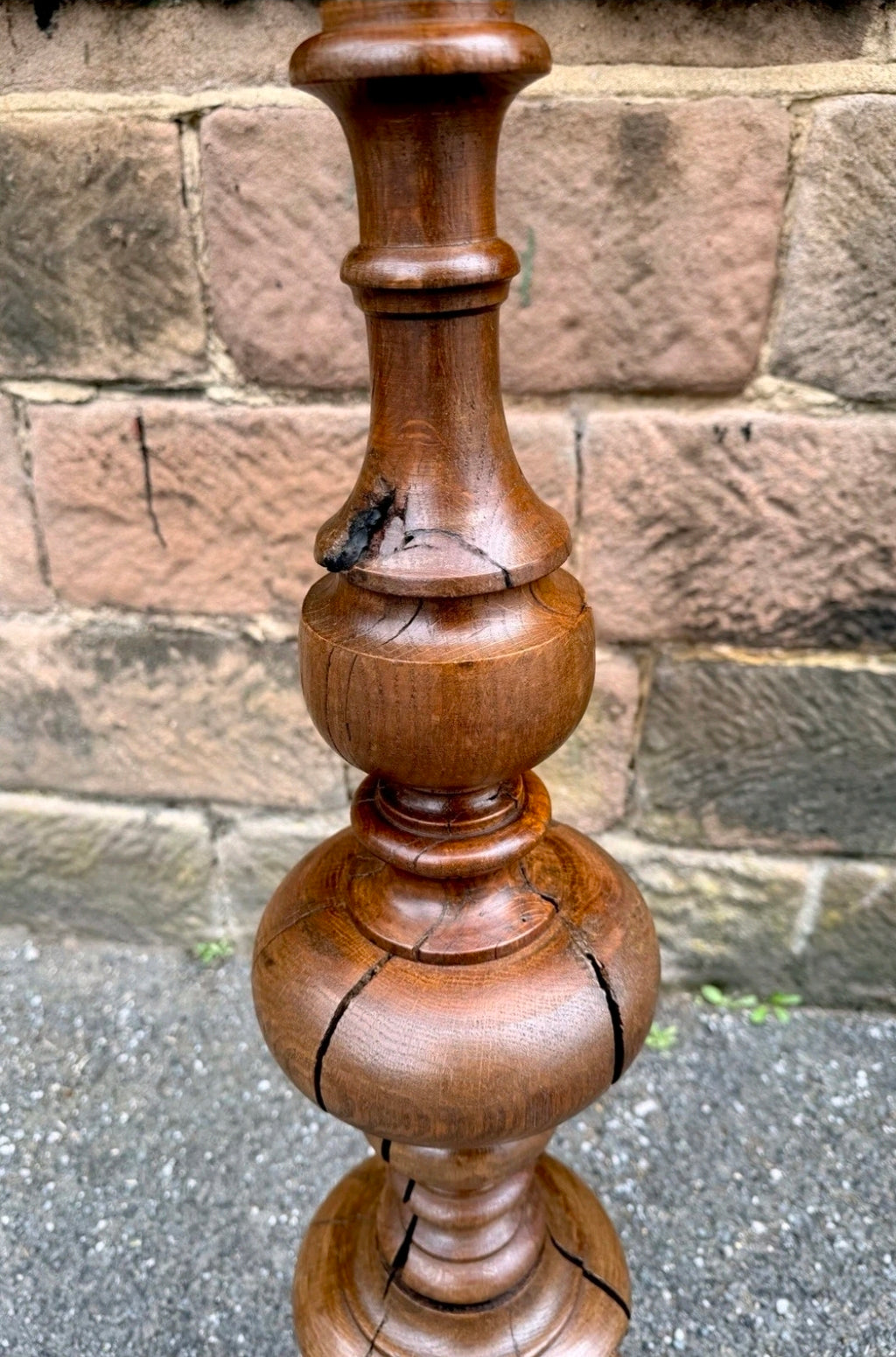 Antique Italian Turned Walnut Standard Floor Lamp. 1920s, Living Room, Original