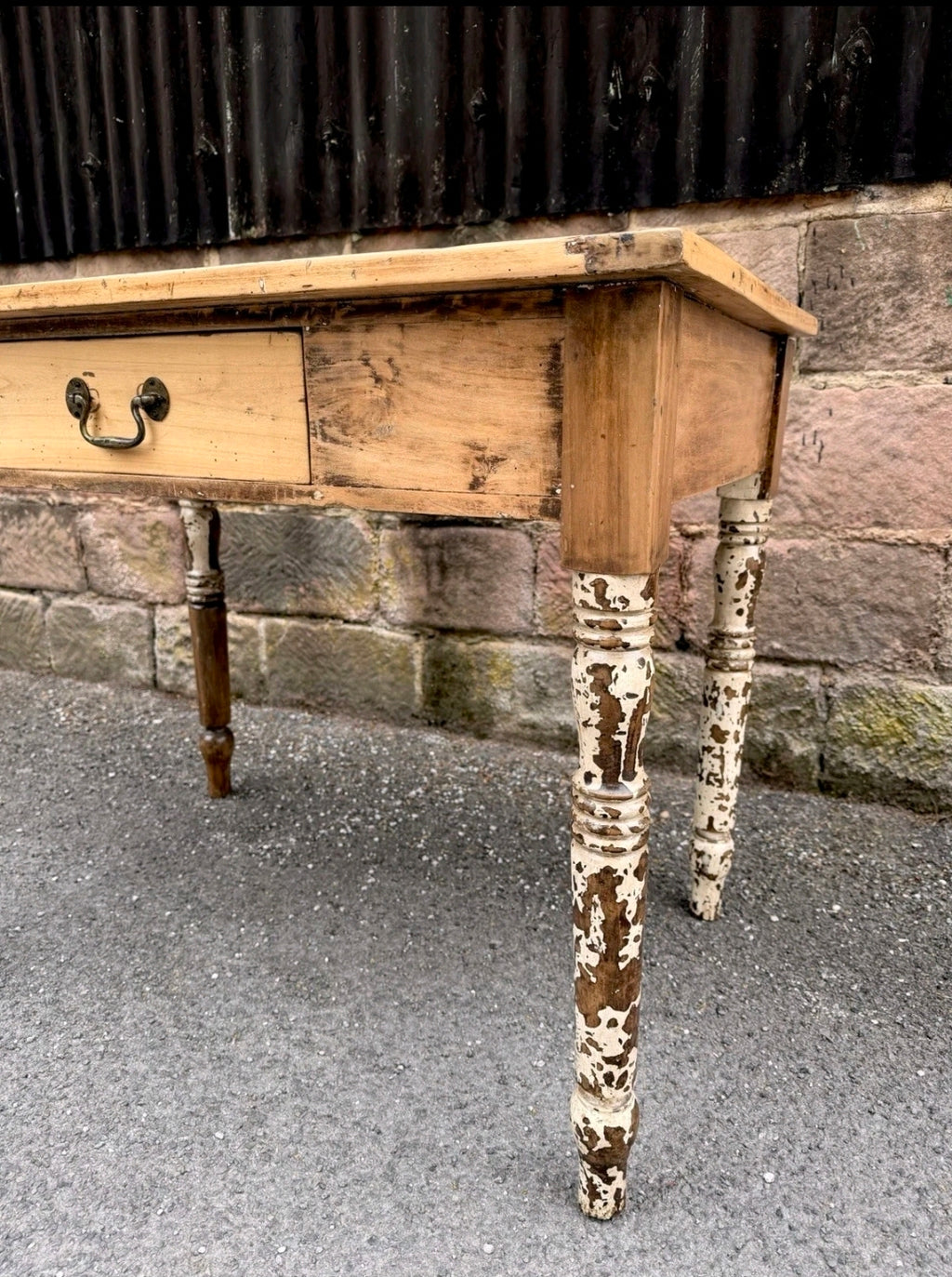 1920s Rustic Italian Pine Kitchen Table. Dining, Occasional. Side Table
