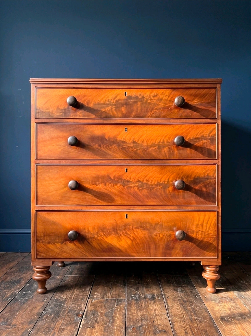 Antique Flame Mahogany Chest Of Drawers C1880, Victorian, Storage, Bedroom