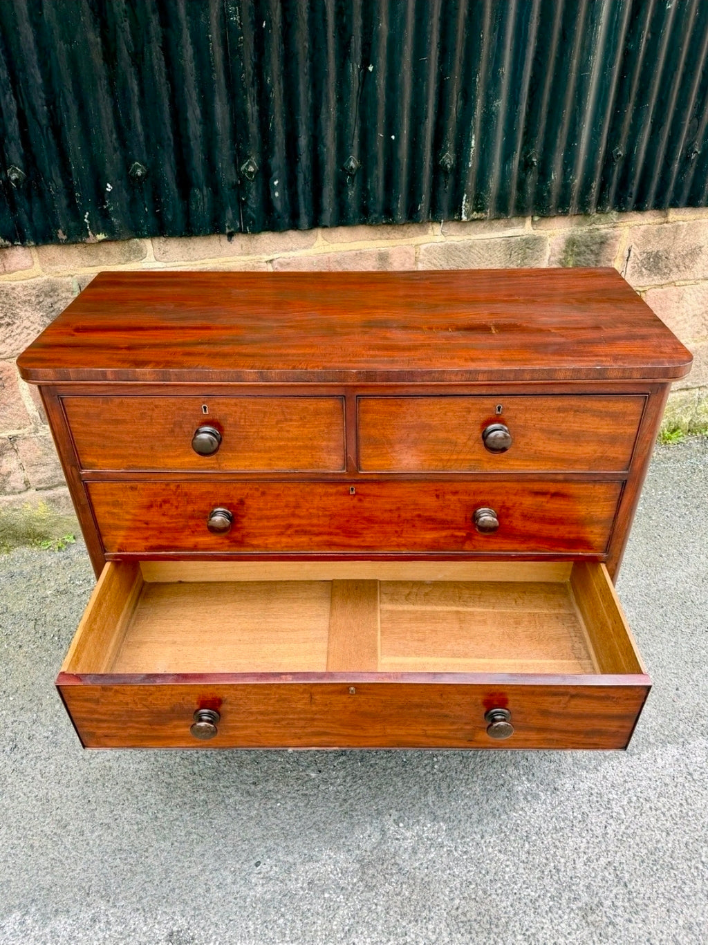 Large Antique Mahogany Chest Of Drawers. Bedroom, Storage, Oak Lined Drawers