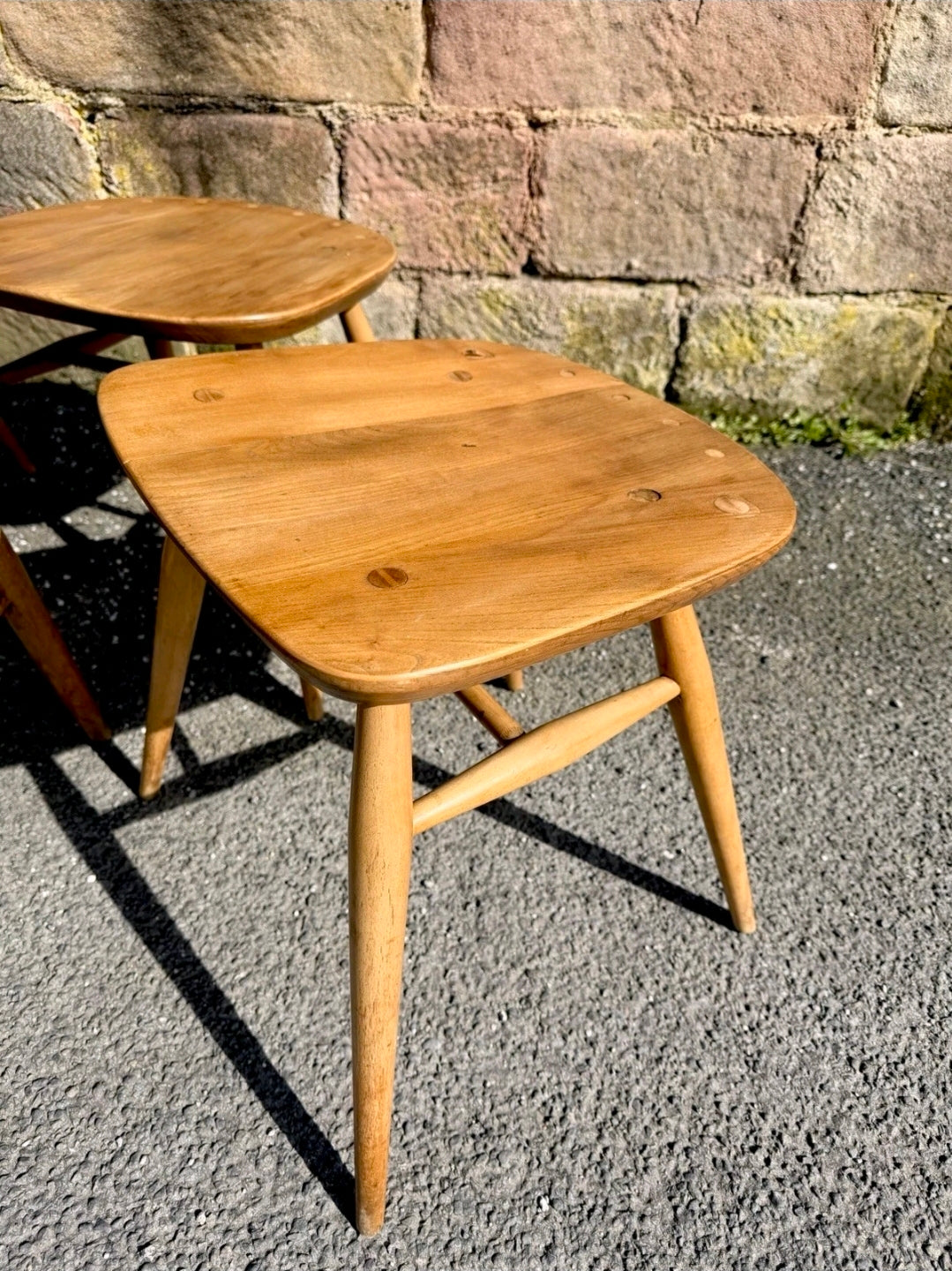 Mid Century Ercol Elm & Beech Stools, Various Styles, Waxed Finish
