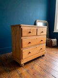 Victorian Stripped Pine Chest Of Drawers 2 Over 2 - Antique Country Farmhouse