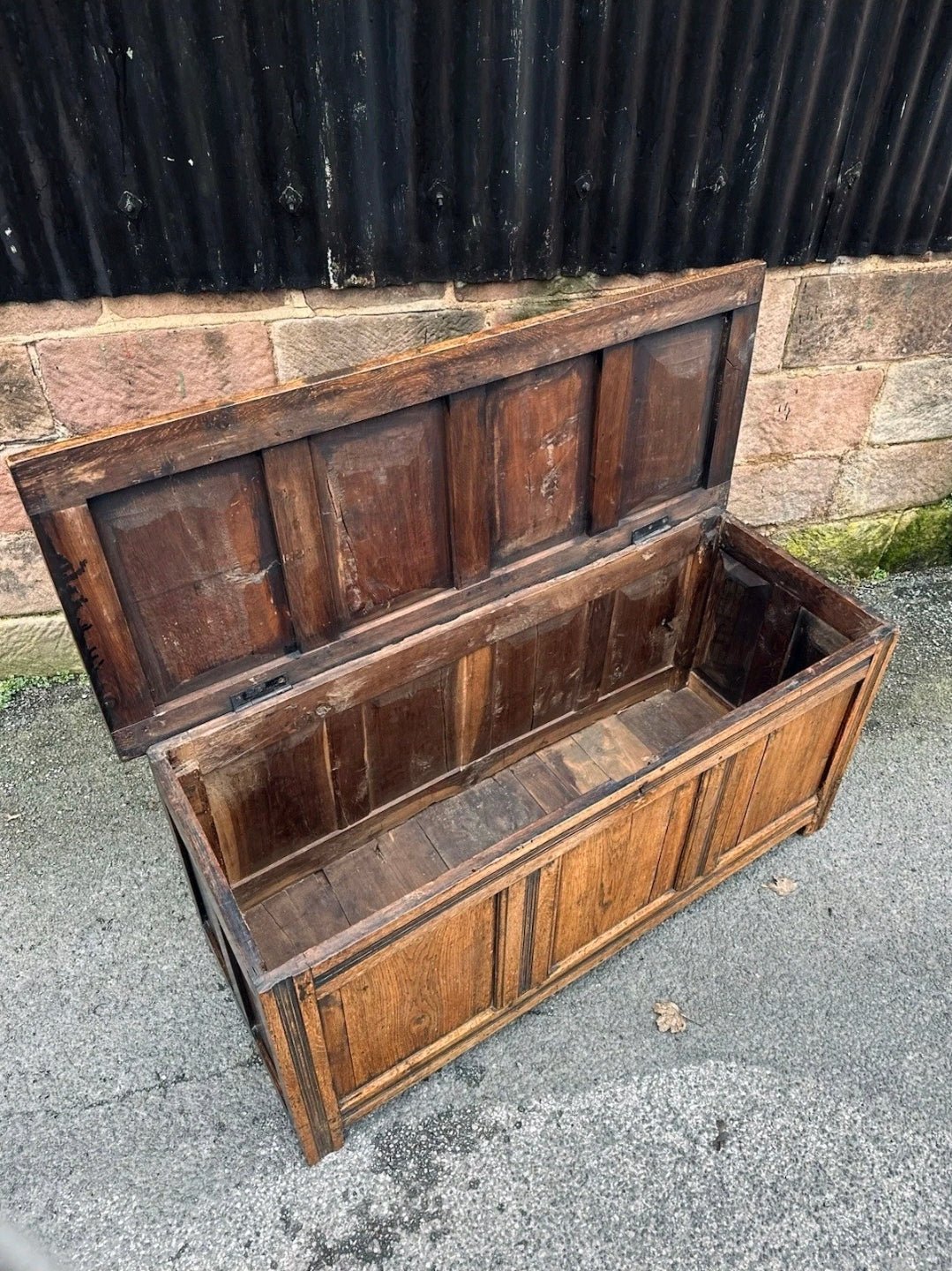 18th Century Solid Oak Blanket Box, Coffee, Chest, Storage. Rustic
