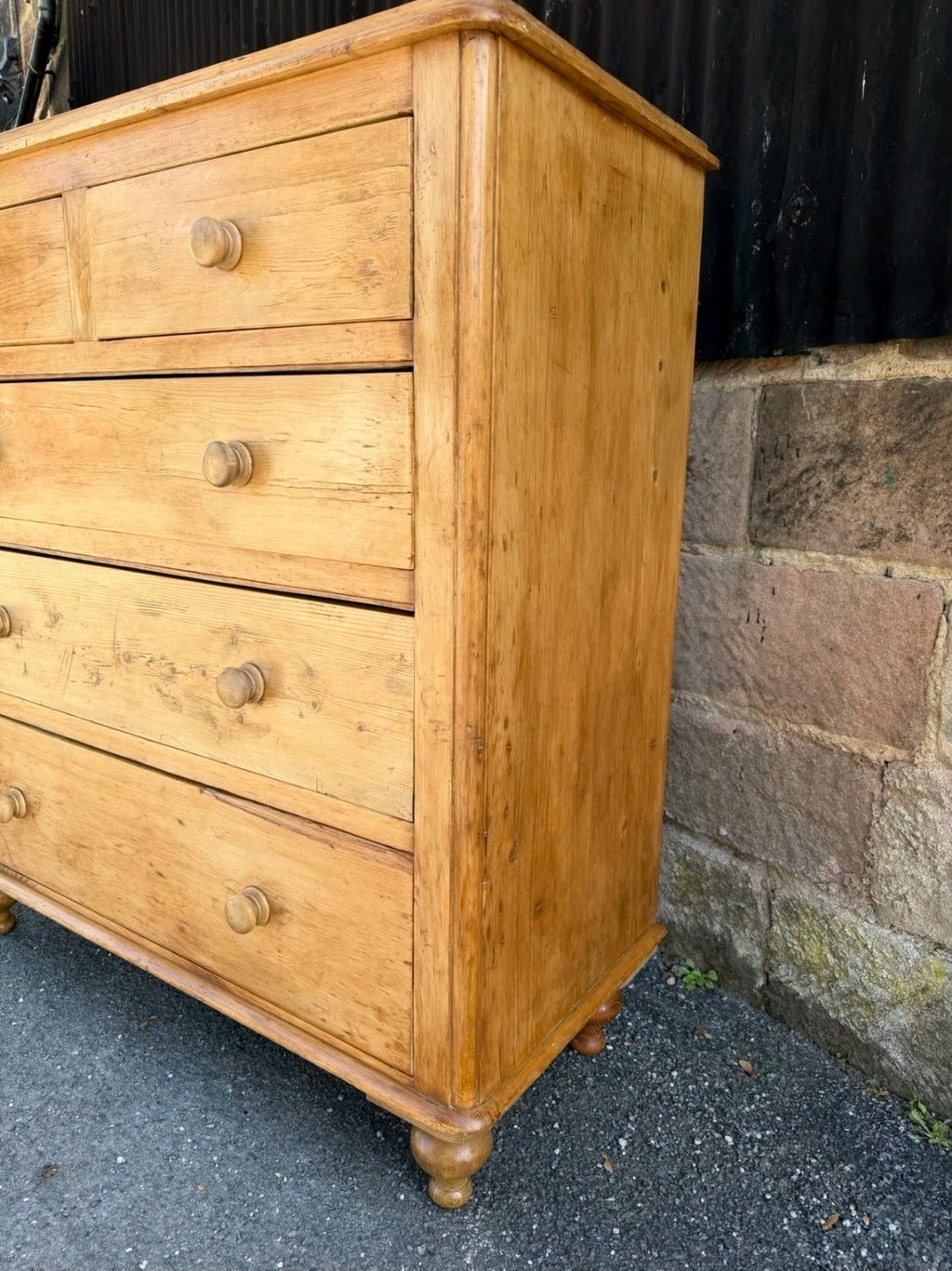 Large Antique Victorian Pine Chest Of Drawers, Country Farmhouse, Bedroom. Tall