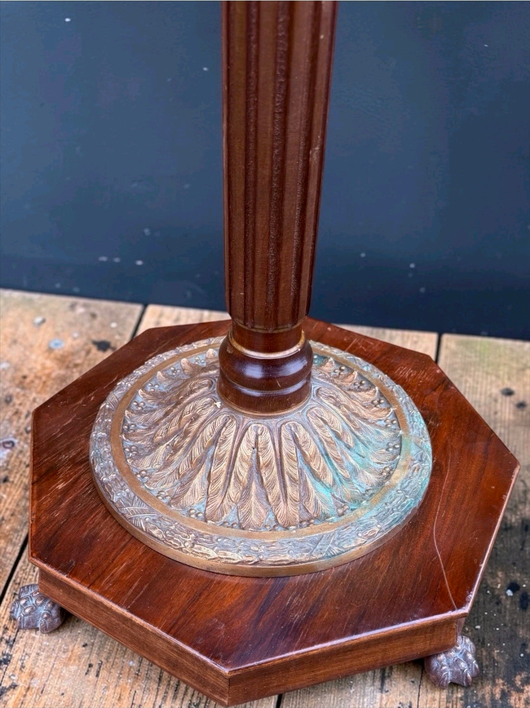 Vintage 1950s Wood & Brass Coat Stand. 8 Hooks, Hall Stand, Hat Stand, Hall Tree
