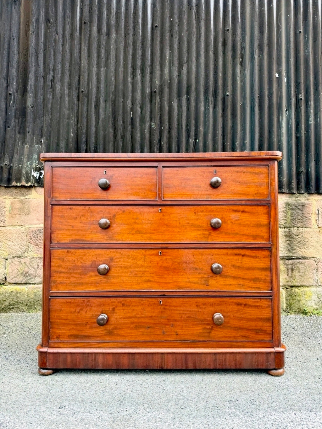 Large Antique Mahogany Chest Of Drawers. Bedroom, Storage, Oak Lined Drawers