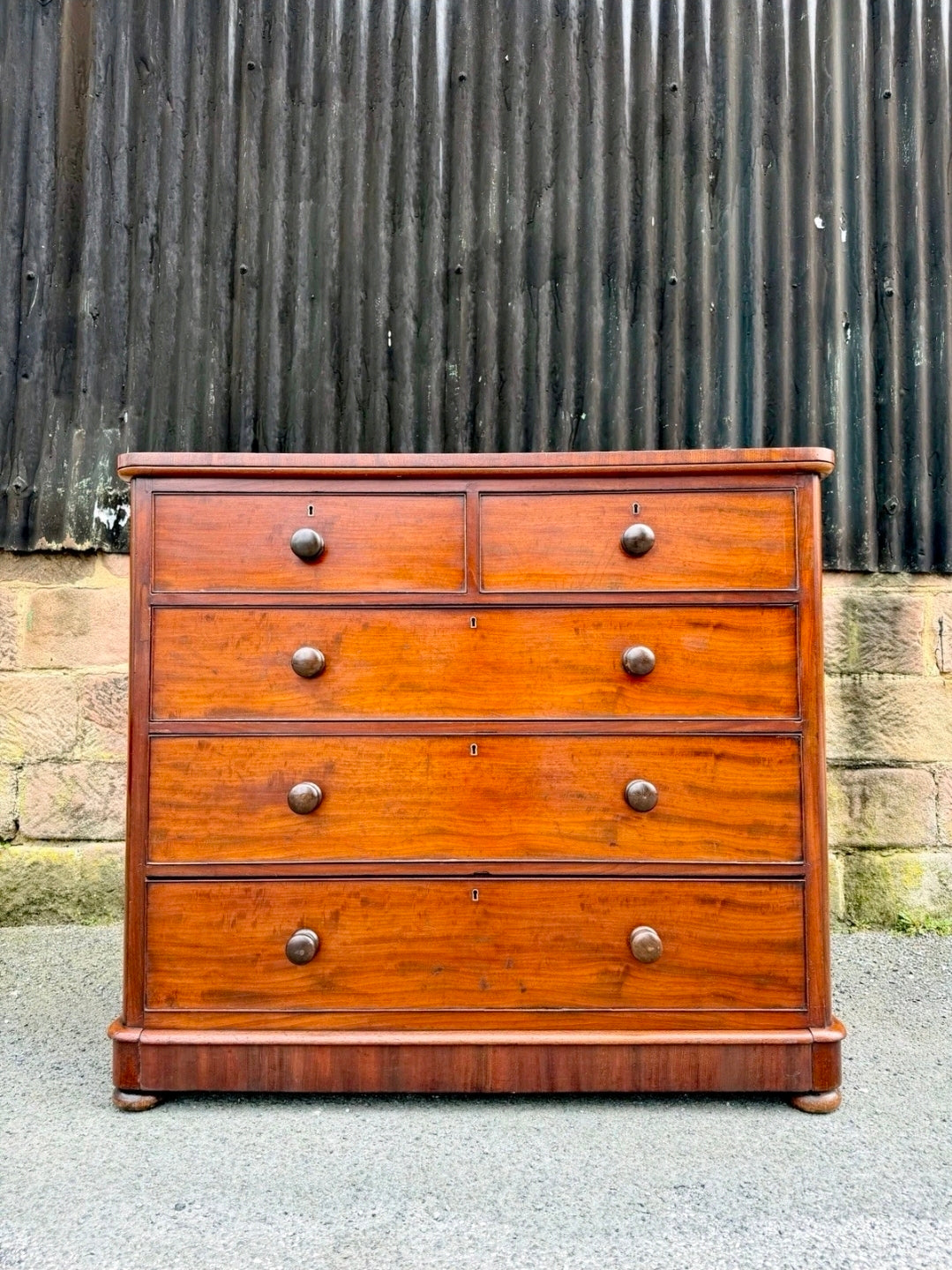 Large Antique Mahogany Chest Of Drawers. Bedroom, Storage, Oak Lined Drawers