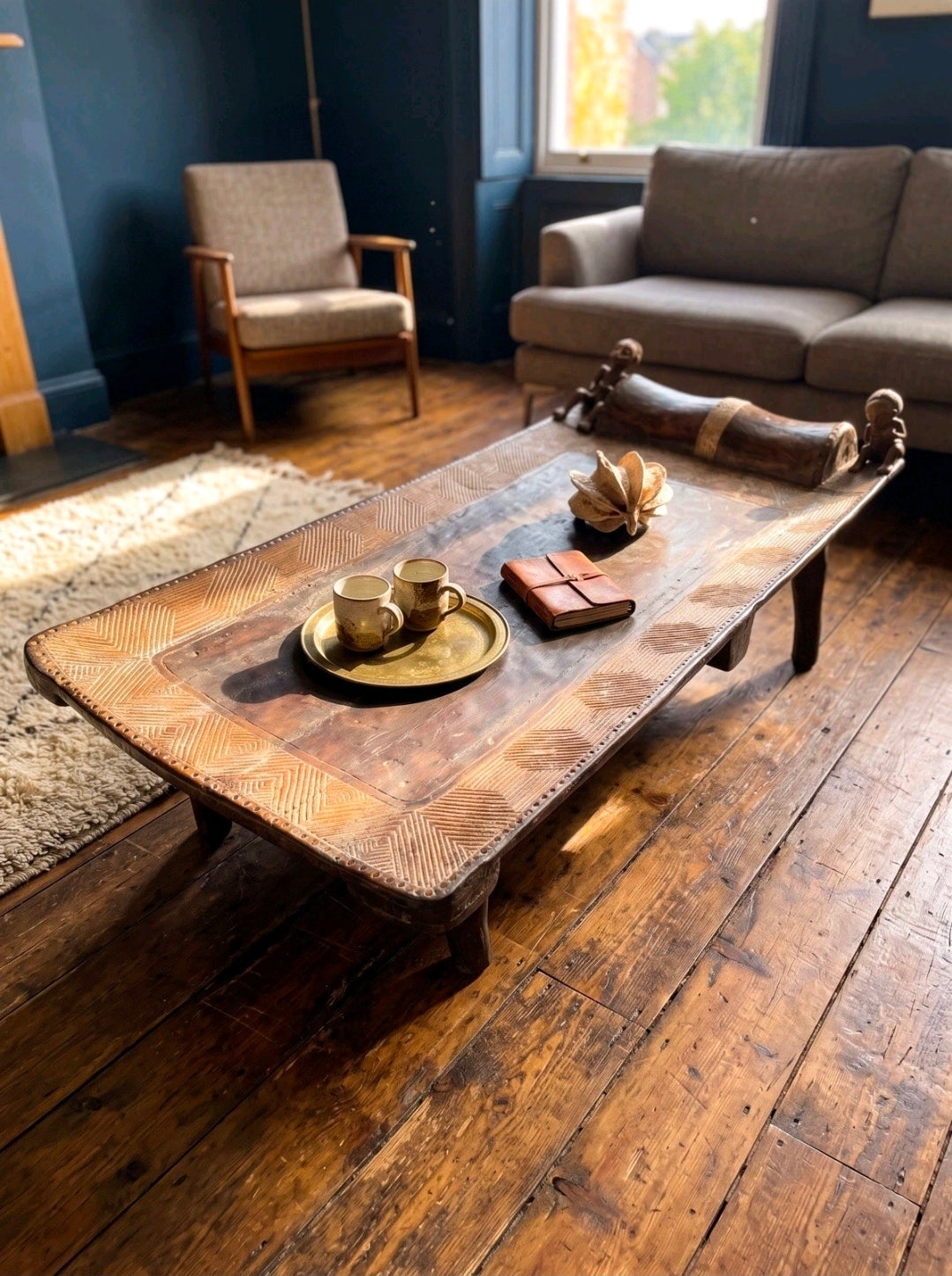 Large Rare West African Senufo Day Bed,Ivory Coast, Coffee Table,Design Feature.