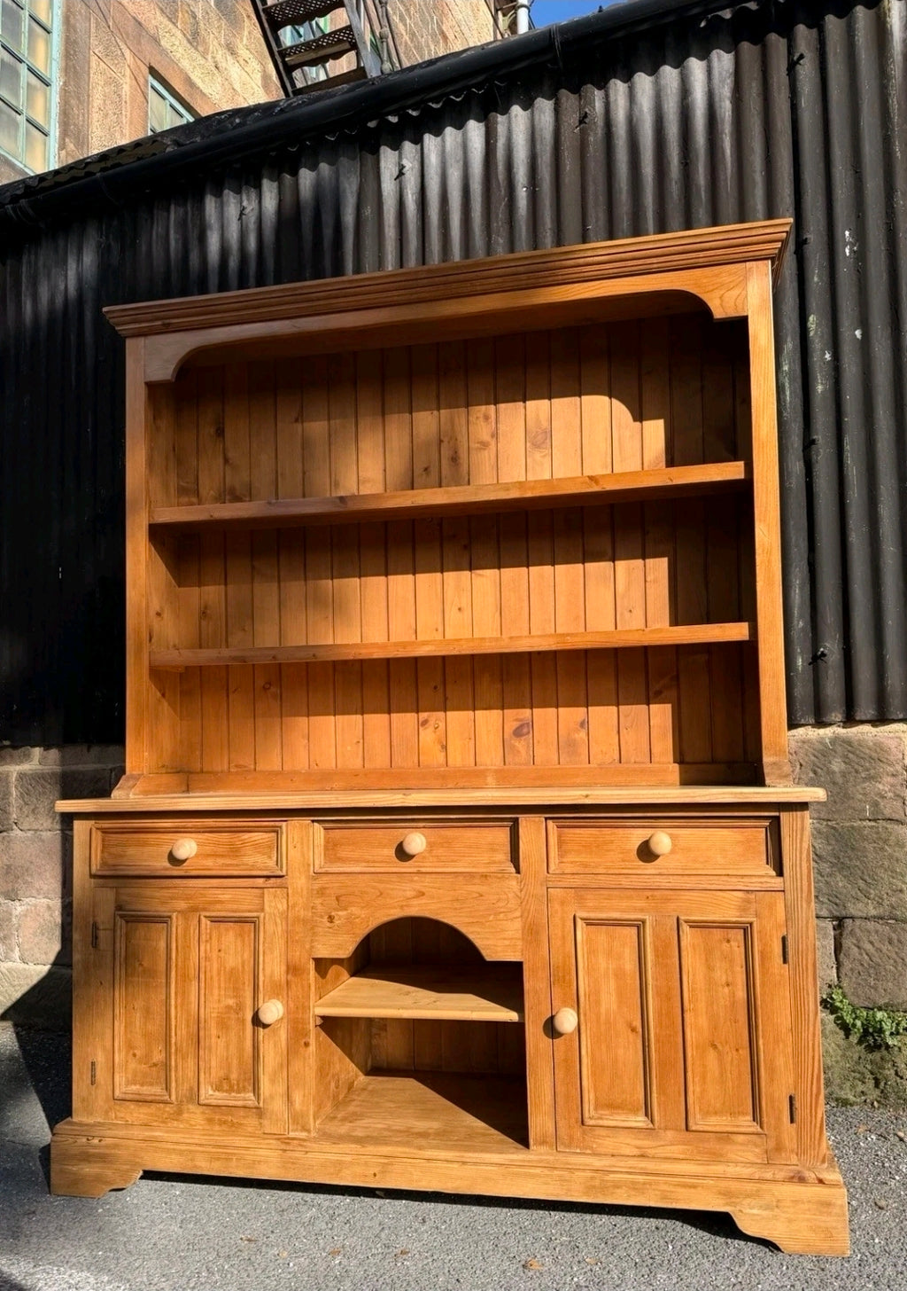 Large Antique Style Pine Welsh Dresser Kitchen Sideboard Display Unit, Farmhouse
