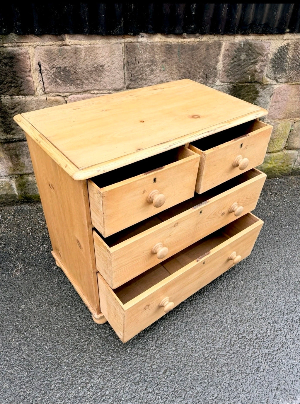 Victorian Stripped Pine Chest Of Drawers 2 Over 2 - Antique Country Farmhouse