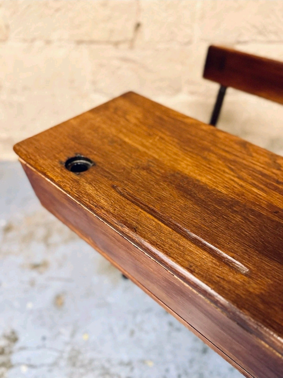 Antique Double School Desk. Oak & Cast Iron. Playroom, Kids Workspace, Orginal
