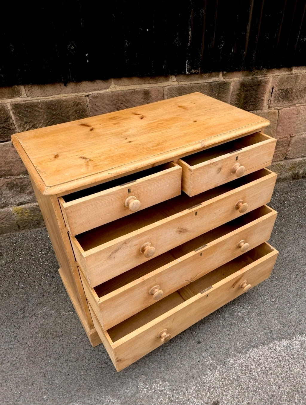 Victorian Stripped Pine Chest Of Drawers 2 Over 3, Country Farmhouse, Antique