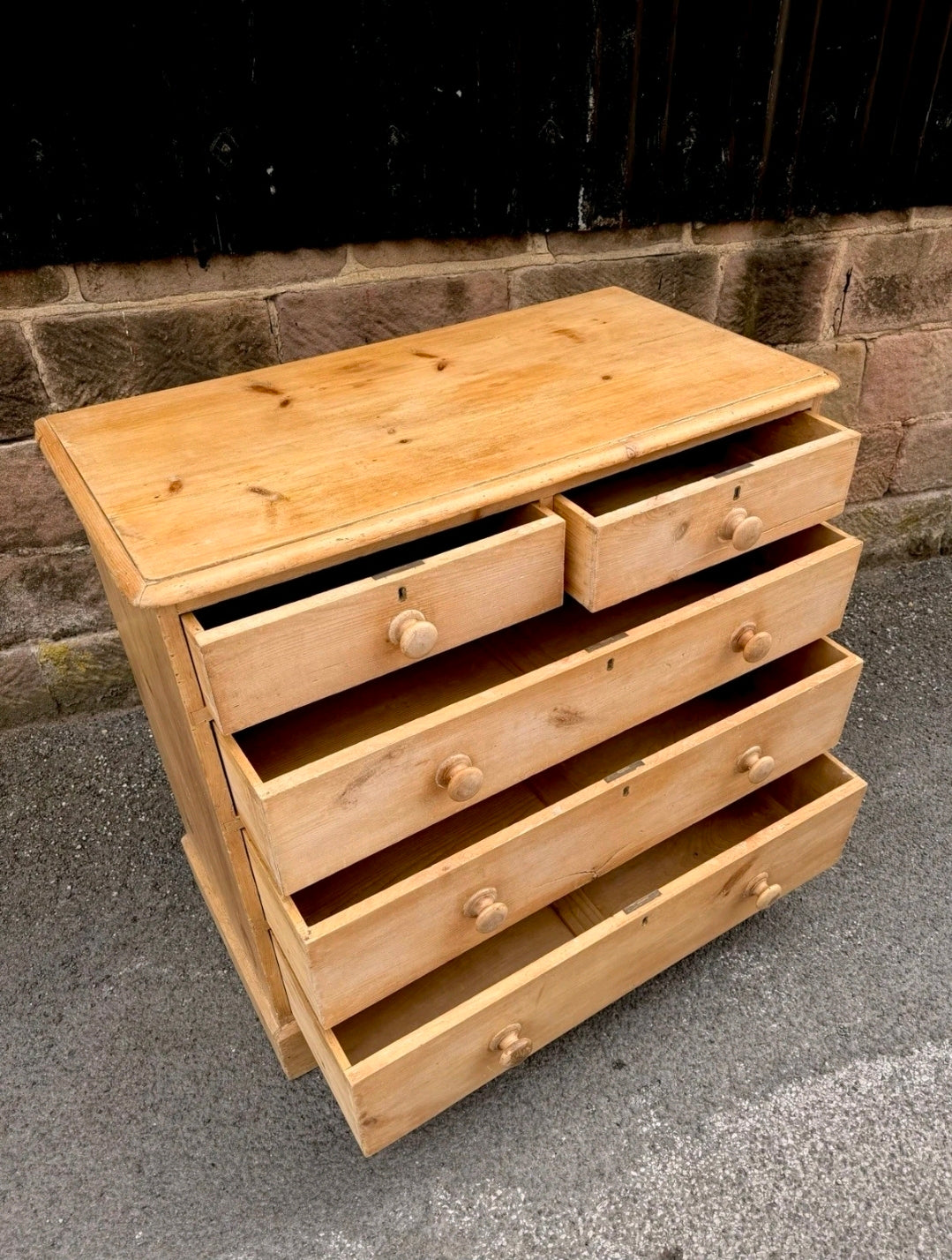 Victorian Stripped Pine Chest Of Drawers 2 Over 3, Country Farmhouse, Antique