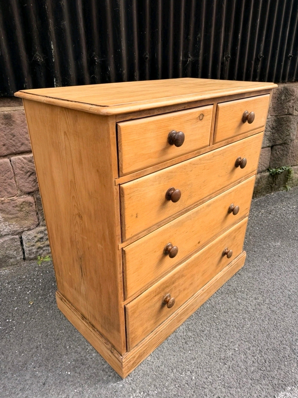 Large Antique Victorian Waxed Pine Chest Of Drawers, Country Farmhouse, Bedroom.