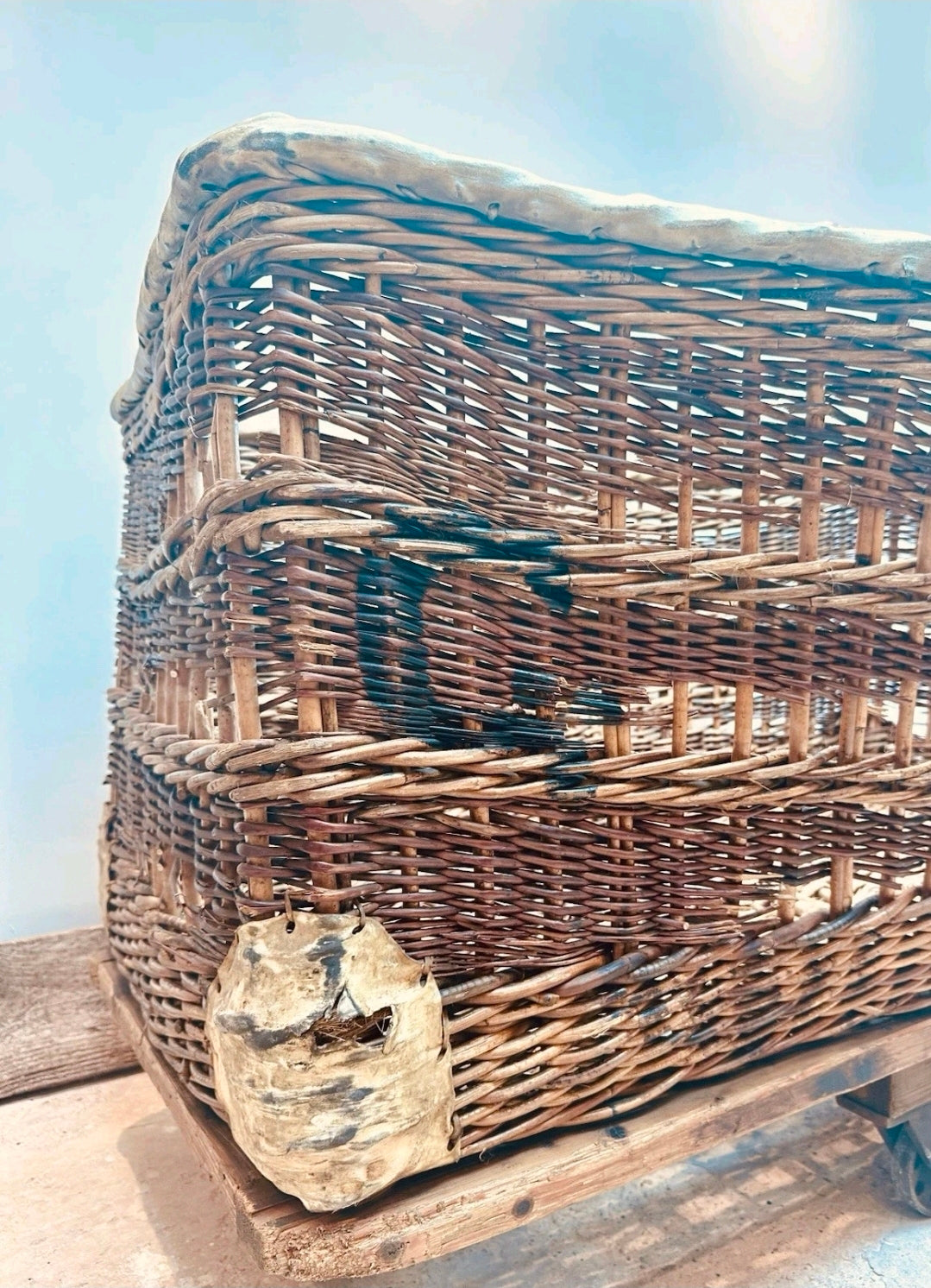 Huge Victorian Textile Mill Basket. Wicker Basket, Laundry,Log Basket, Film Prop