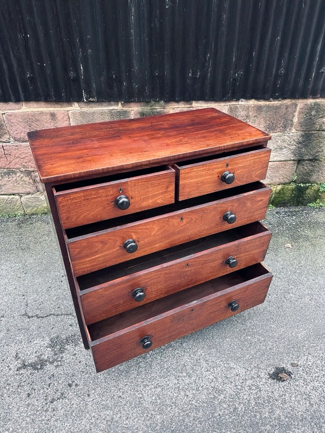 Antique Oak Chest Of Drawers, Victorian Original, 5 Drawers, Bedroom, Storage