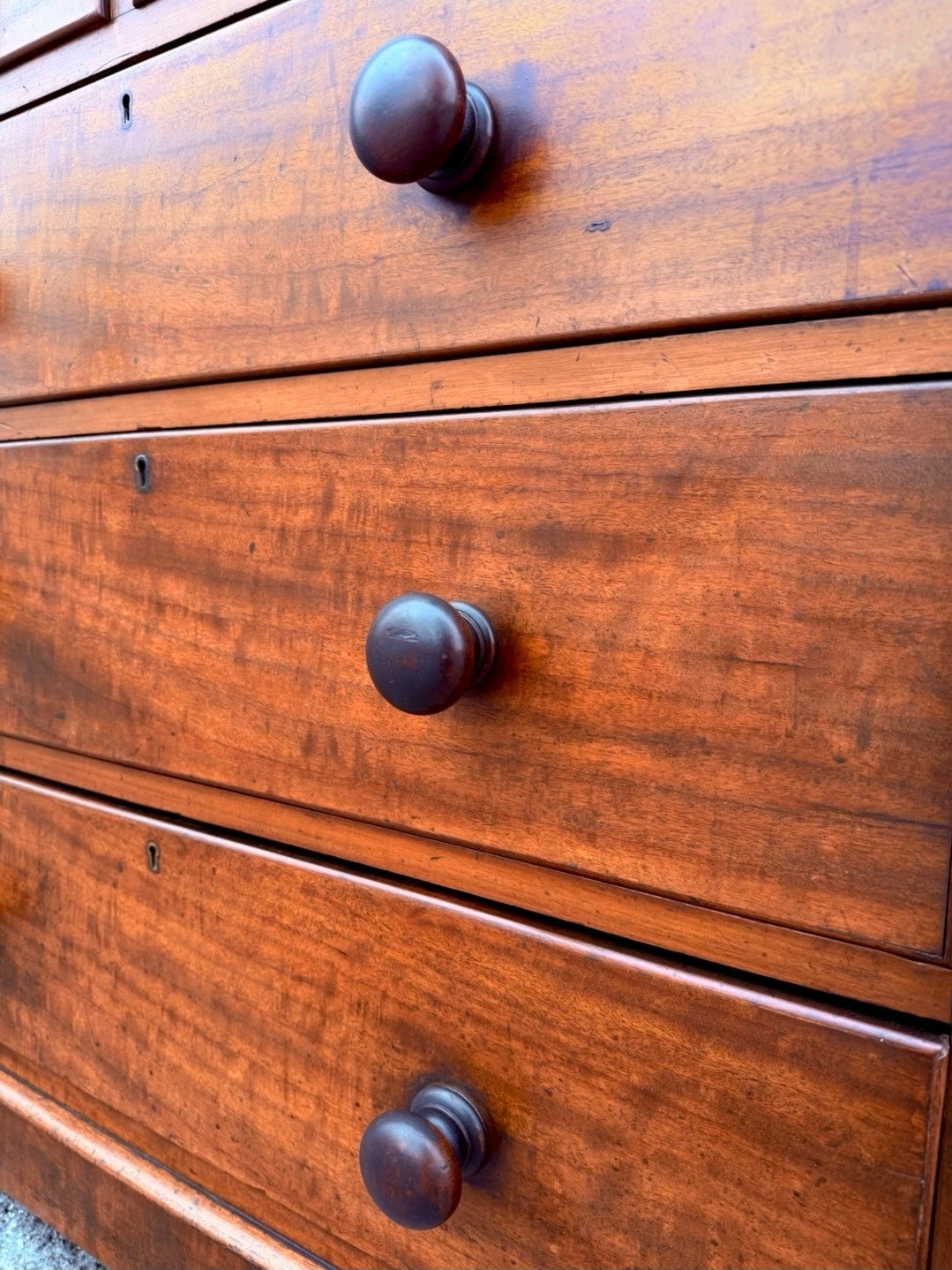 Antique Mahogany Chest Of Drawers, Victorian Original, 5 Drawers, Bedroom