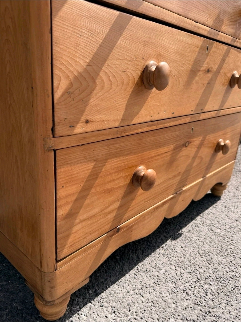 Large Antique Victorian Waxed Pine Chest Of Drawers, Country Cottage, Bedroom.