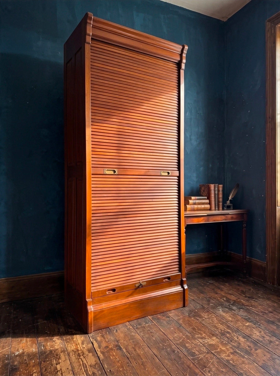 Cherry Wood Italian Tambour Archivio (c. 1920–1930) Filing Cabinet, Haberdashery