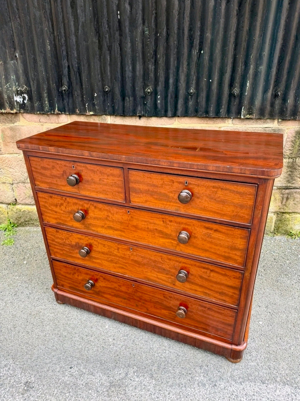 Large Antique Mahogany Chest Of Drawers. Bedroom, Storage, Oak Lined Drawers