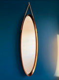 Large Vintage Mid Century Oval Wall Mirror. Mahogany Frame, Italian,MCM,Original