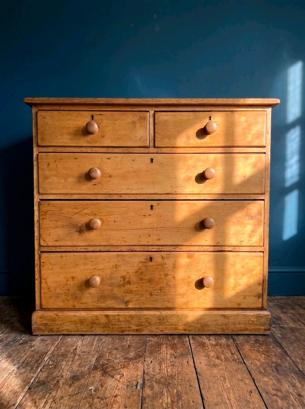 Large Victorian Pine Chest Of Drawers 2 Over 3, Country Farmhouse, Bedroom