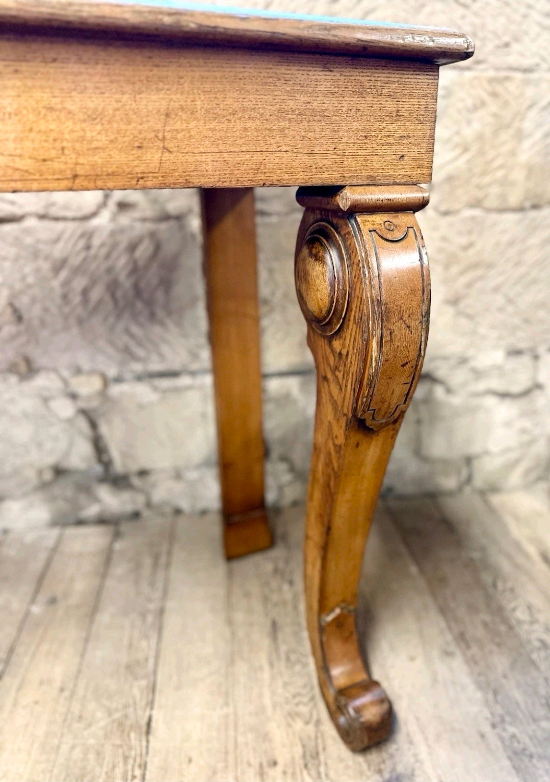 Antique Victorian Oak Console Table, Hall Table. Cabriole Legs, Hallway.