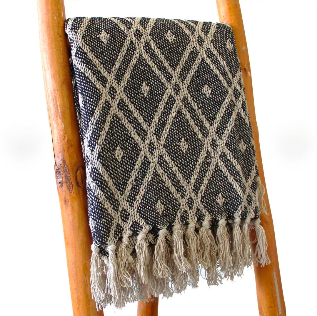 Boho Comfort Throw (Black and Beige)