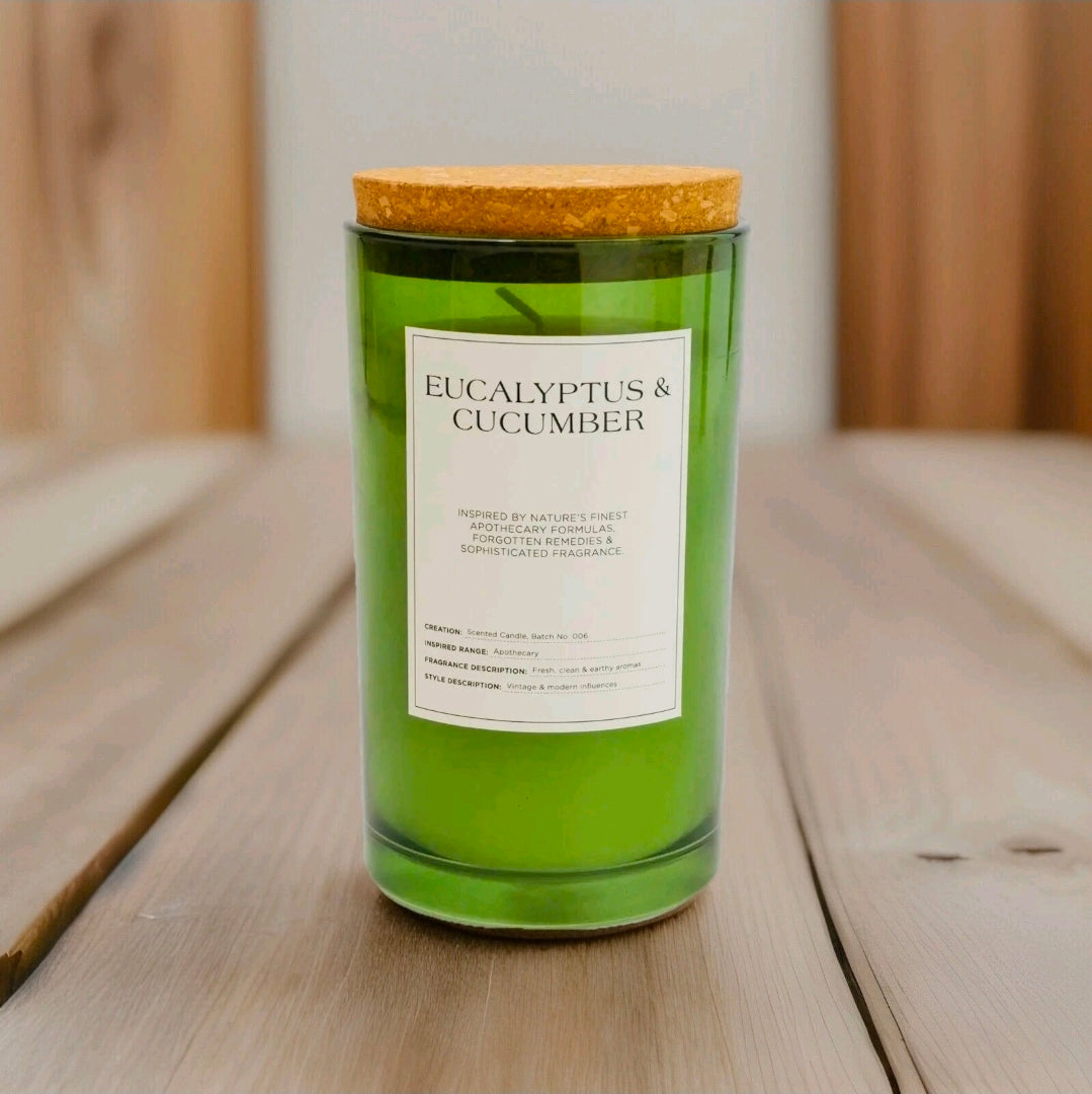 Large Glass Candle Jar.Amber & Patchouli,Eucalyptus & Cucumber,Pomegranate Spice