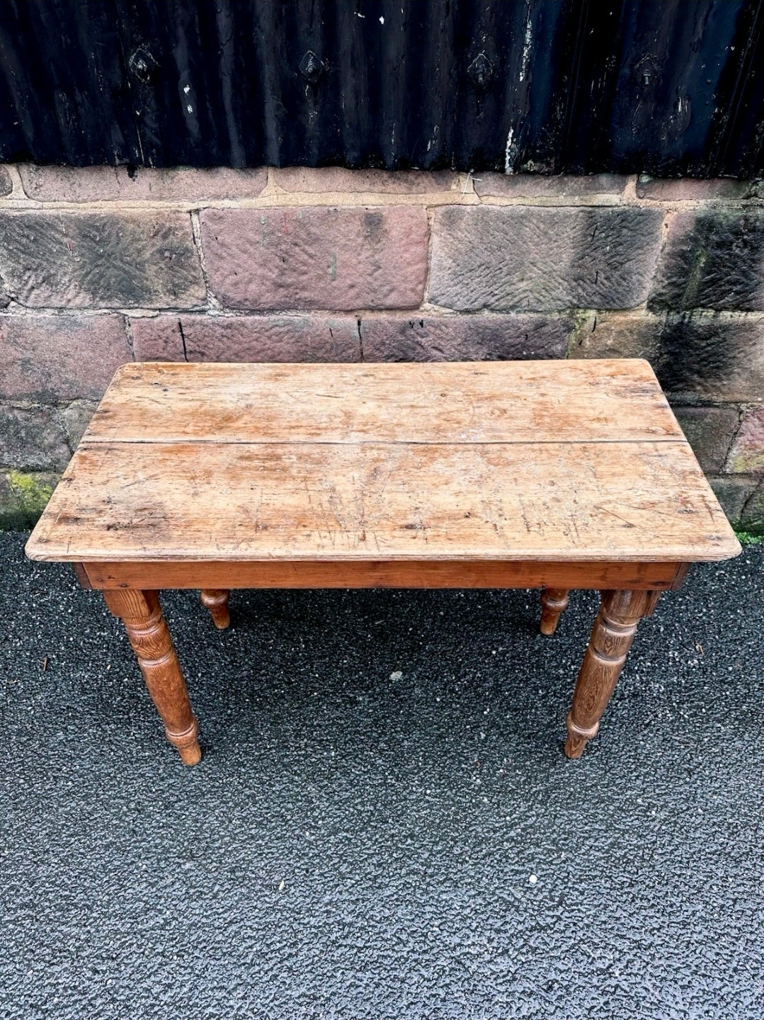 Vintage Farmhouse Pine Side Table. Country, Kitchen, Prep, Rustic,