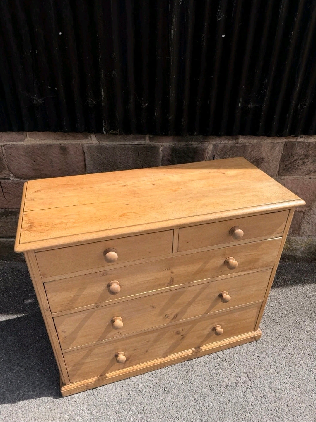 Large Antique Victorian Waxed Pine Chest Of Drawers, Country Farmhouse, Bedroom.