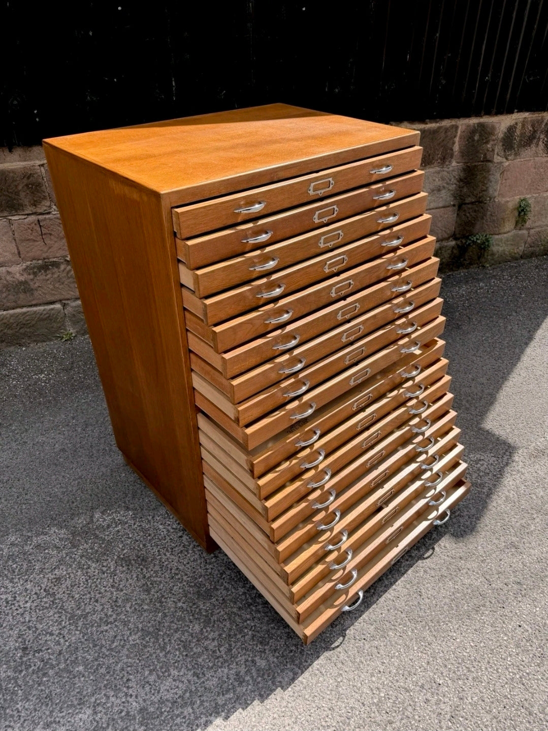 1950s Tall Architects’ Plan Chest. Oak & Birch. Artists, Studio, Storage.