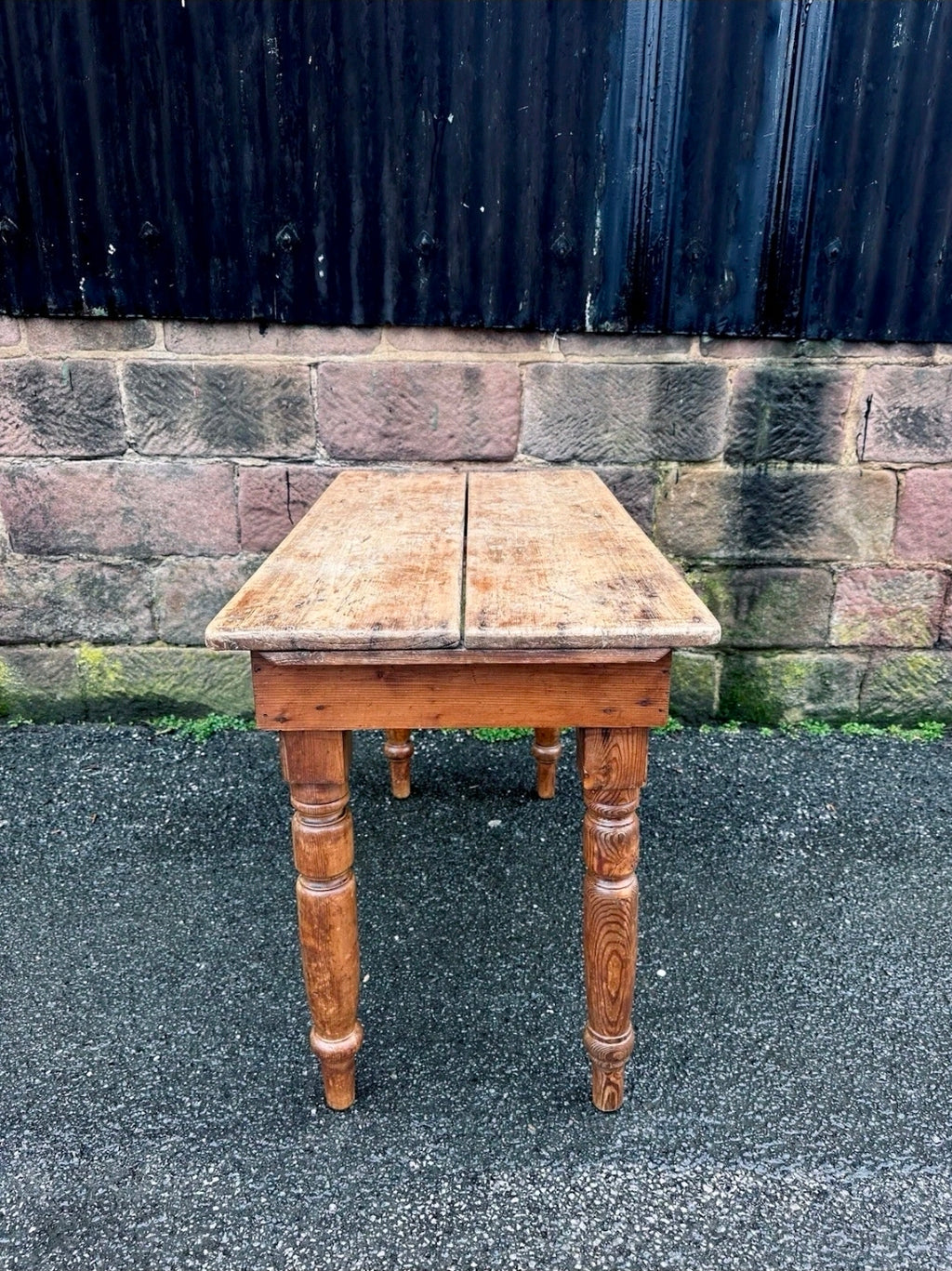 Vintage Farmhouse Pine Side Table. Country, Kitchen, Prep, Rustic,