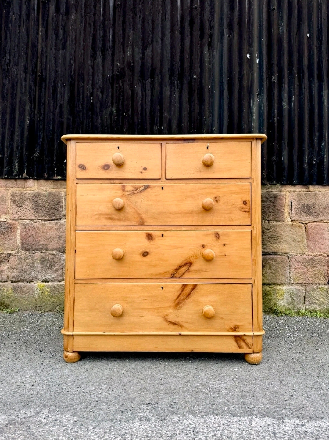 Antique Victorian Pine Chest Of Drawers, Original, 2 Over 3 Drawers, Lockable